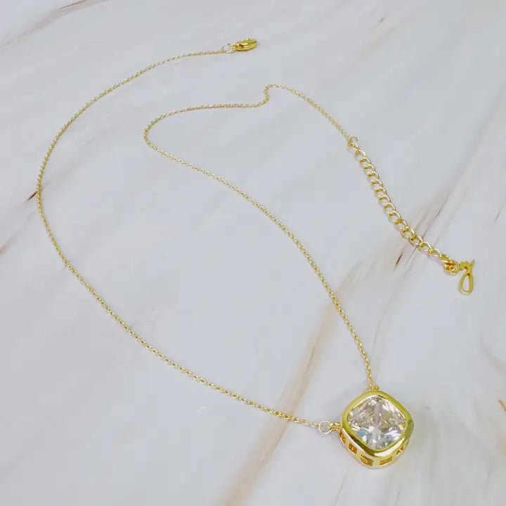 Cushion Cut Bezel Diamond Necklaces