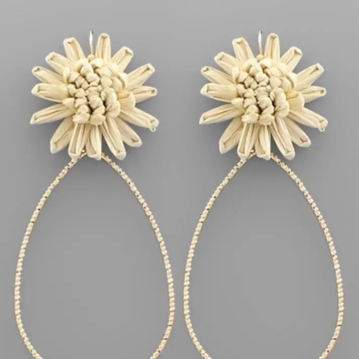 Raffia Flower Teardrop Earring