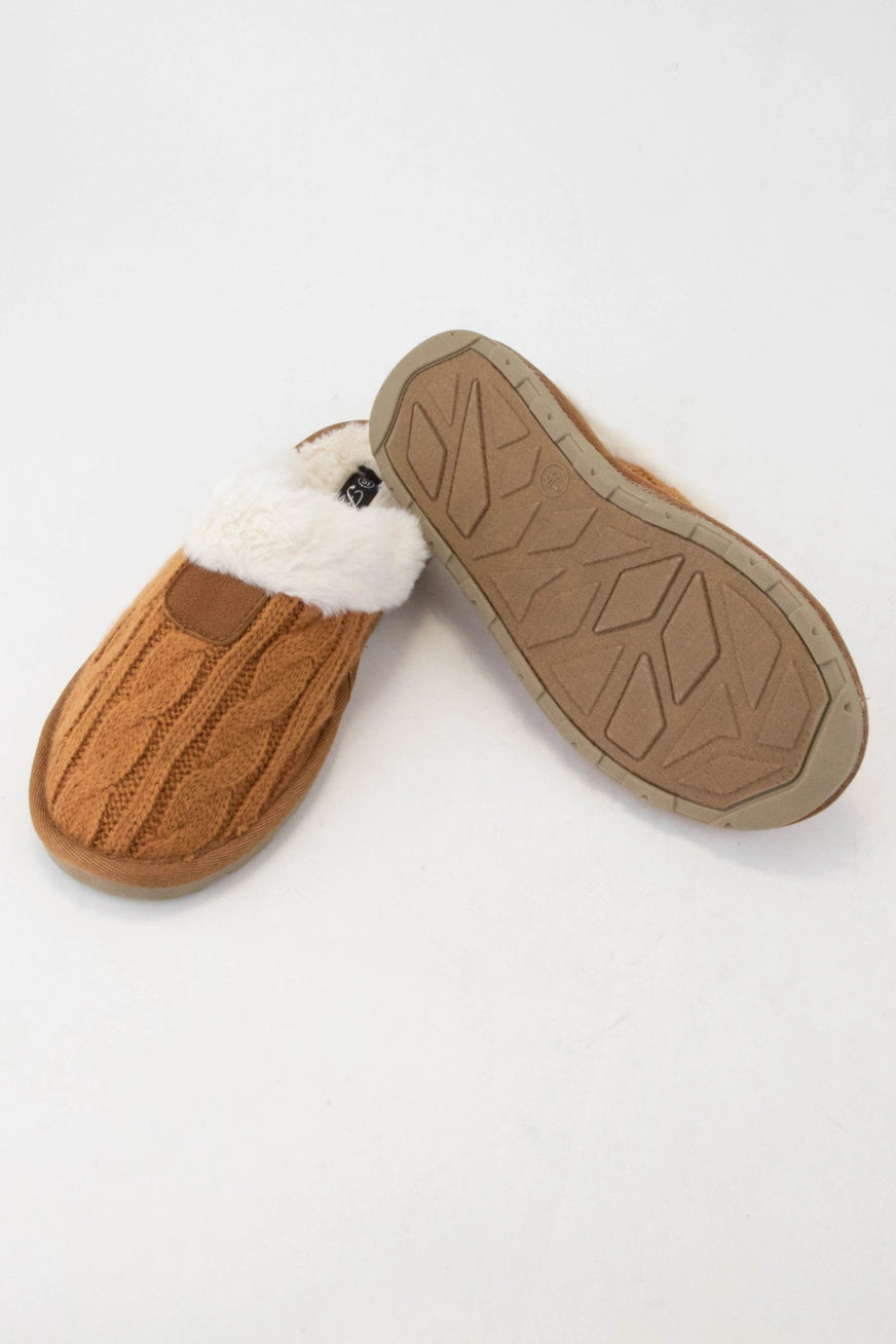Cozy Cable Knit Fur-Lined Slippers