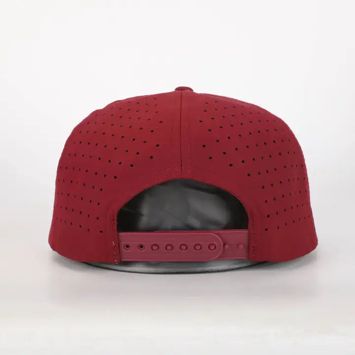 Back view of crimson Tuscaloosa AL snapback hat with adjustable closure
