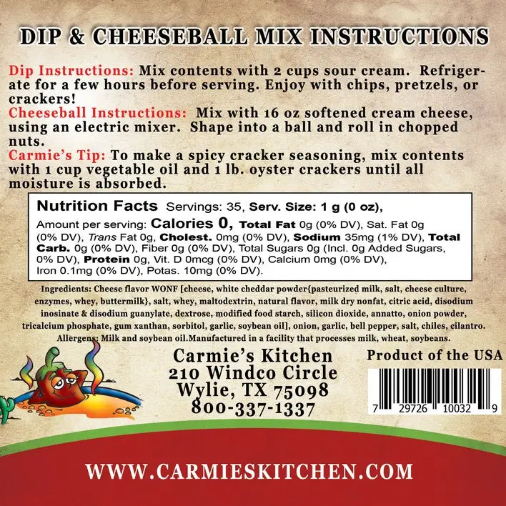Carmie's Kitchen Dip and Cheeseball Mix