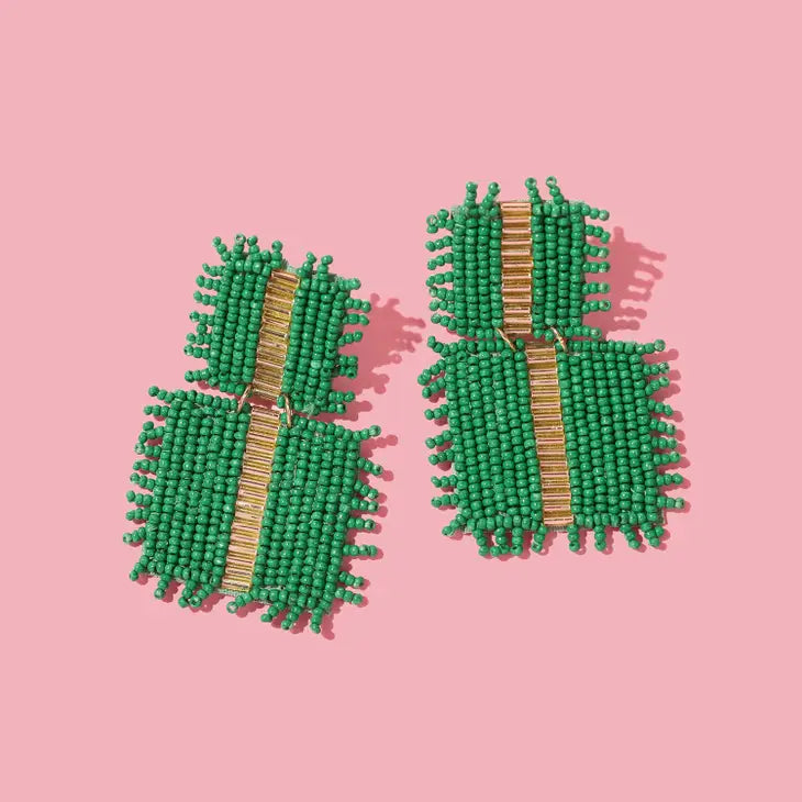 Elaine Beaded Square Drop Earrings