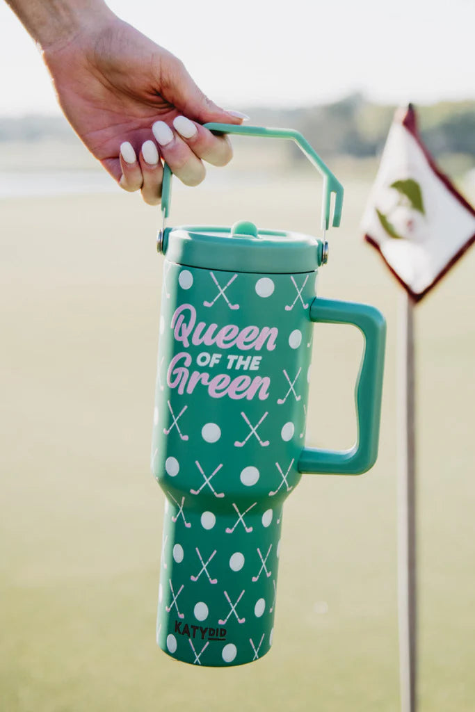 Queen of the Green Golf Tumbler with Lid Handle