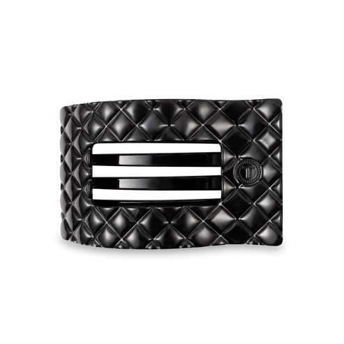 Jet Black Quilted Hair Clip