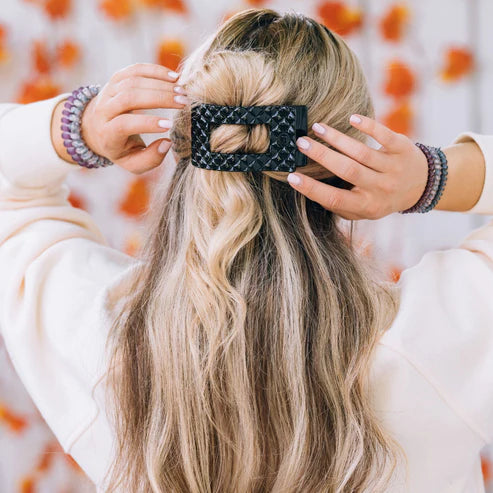 Jet Black Quilted Hair Clip