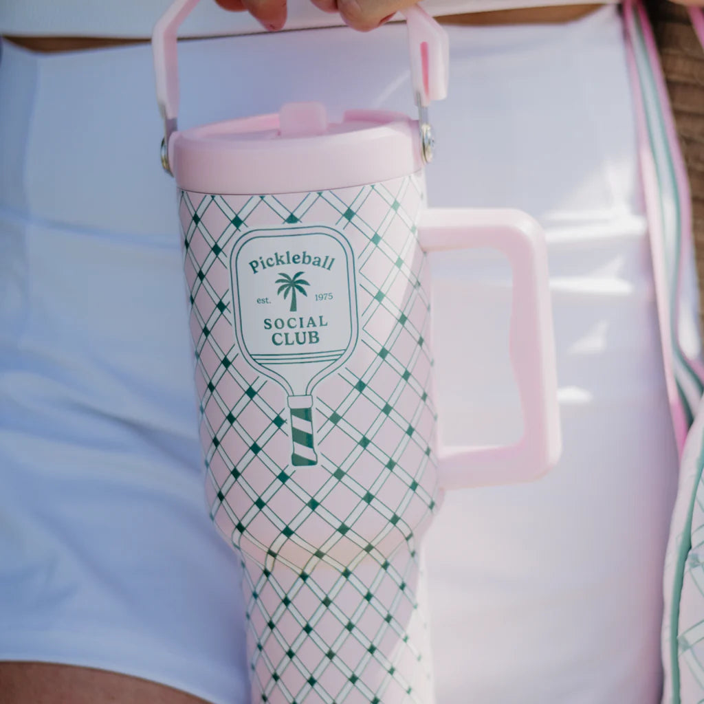Pickleball Social Club Tumbler with Lid Handle
