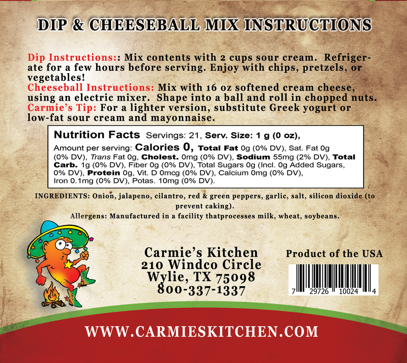 Carmie's Kitchen Dip and Cheeseball Mix