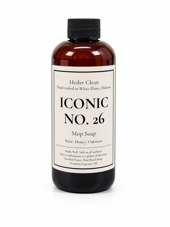 Heifer Clean Iconic No. 26 concentrated mop soap with a rose, honey, and oakmoss fragrance.