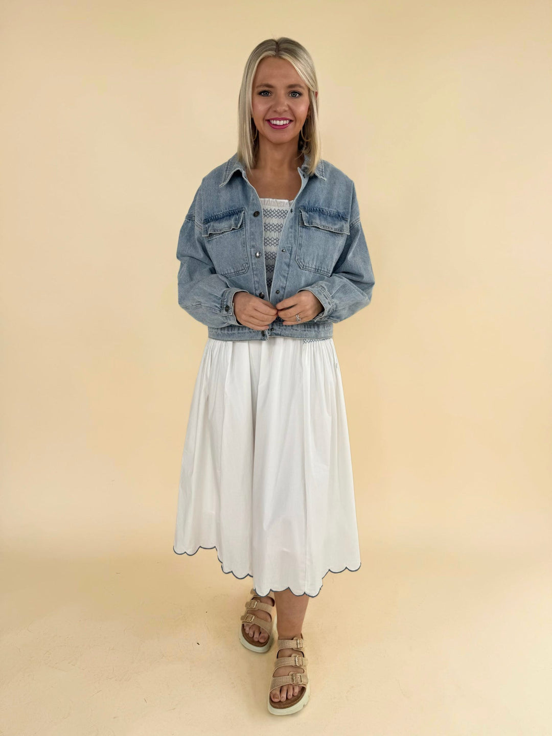 Leona Scallop Edge Midi Dress