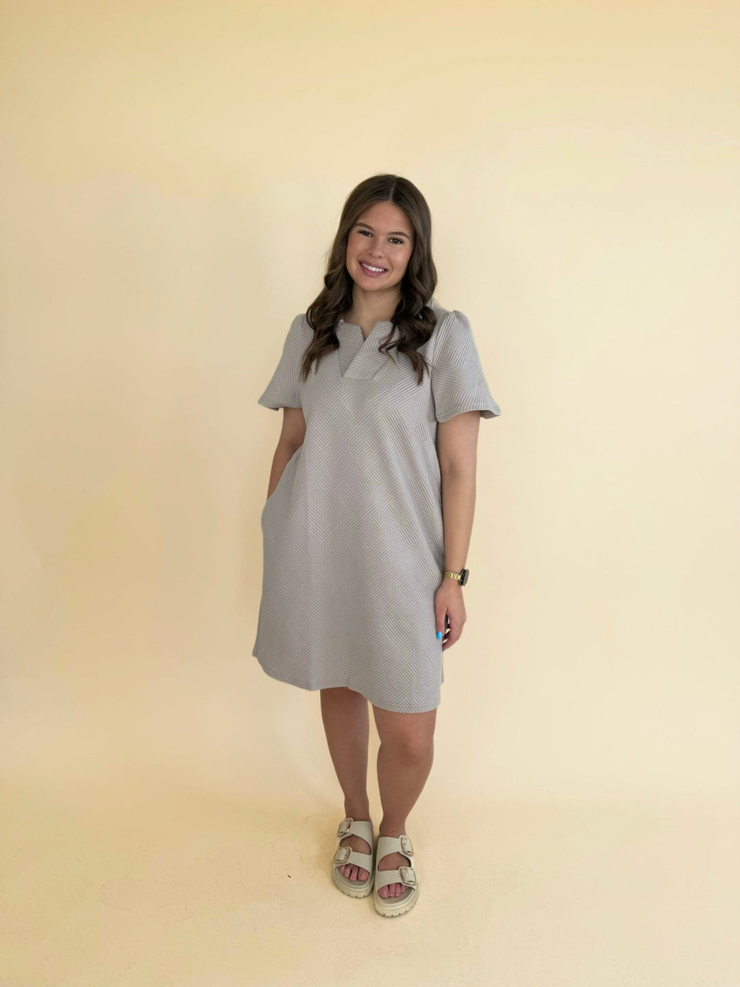 Arlette Collared Textured Dress