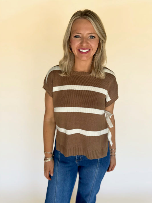 Xadie Striped Tie Sweater