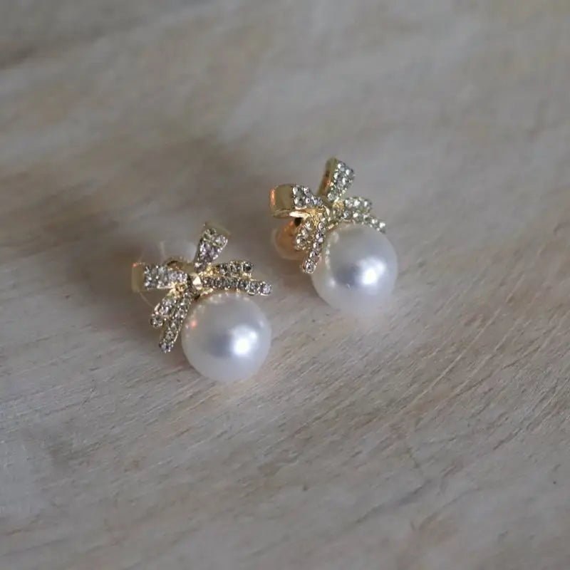 Petite Pearl Bow Stud Earrings