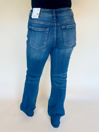 High Rise Medium Stone Wash Flare Jean