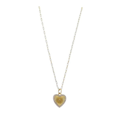 18k Gold Plated Satellite Chain Necklace with Textured Heart