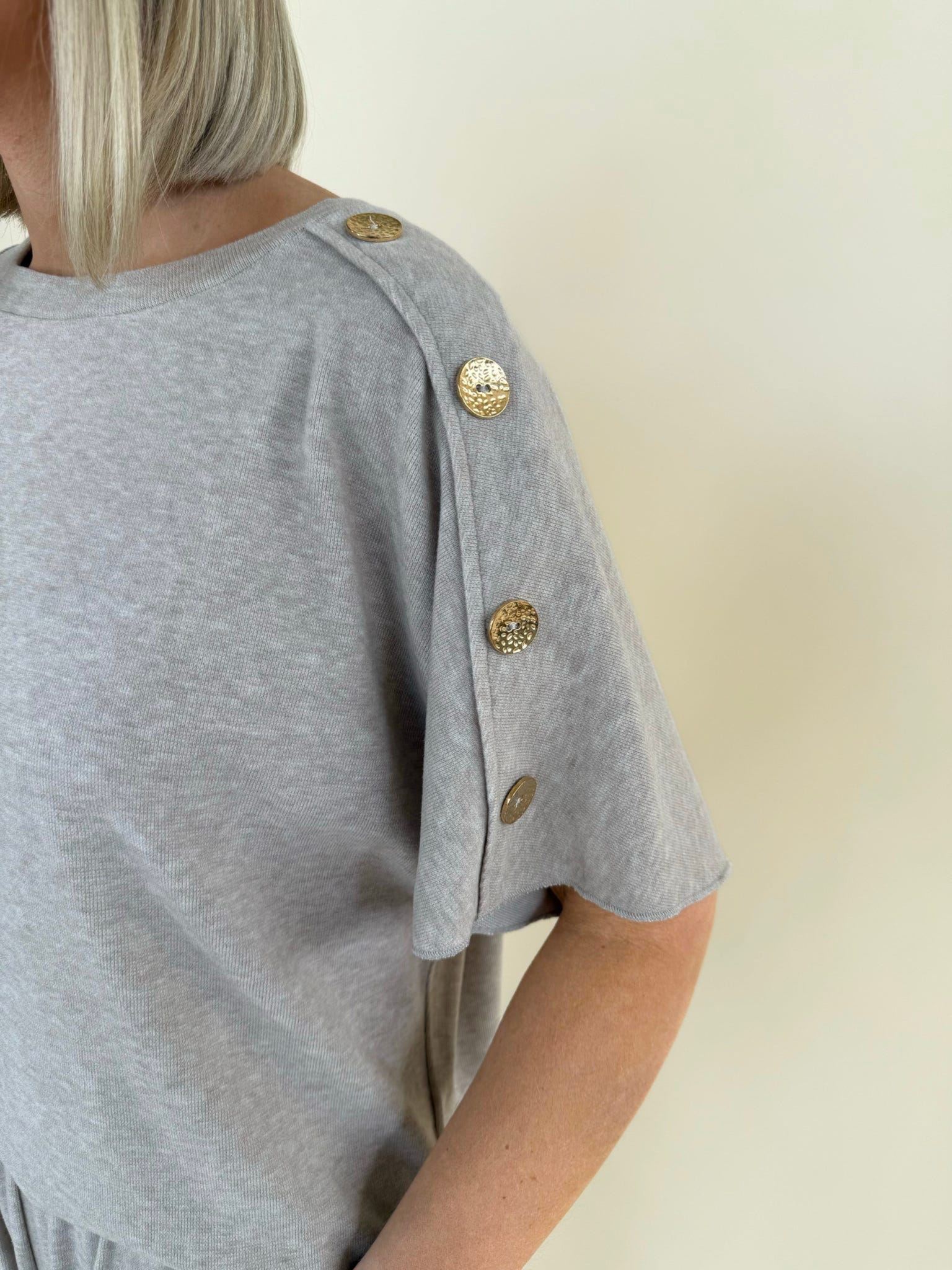 The Helena Gold Button Knit Set