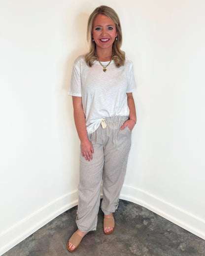 Calista Rolled Hem Stripe Pants
