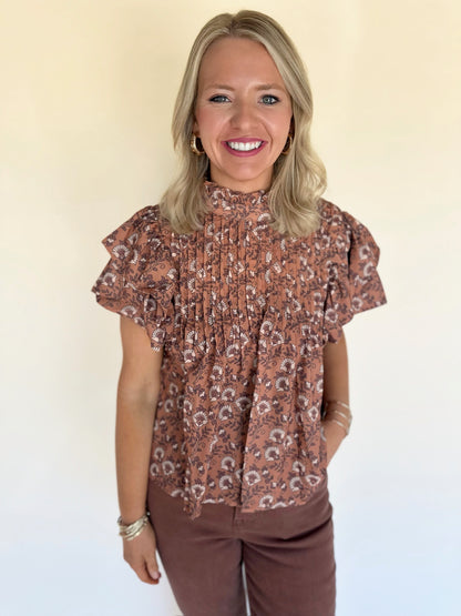 Floral Pintuck Top