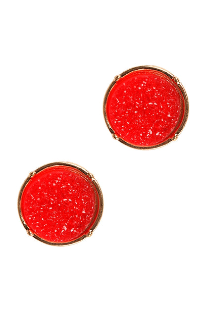 Druzy Round Post Earrings