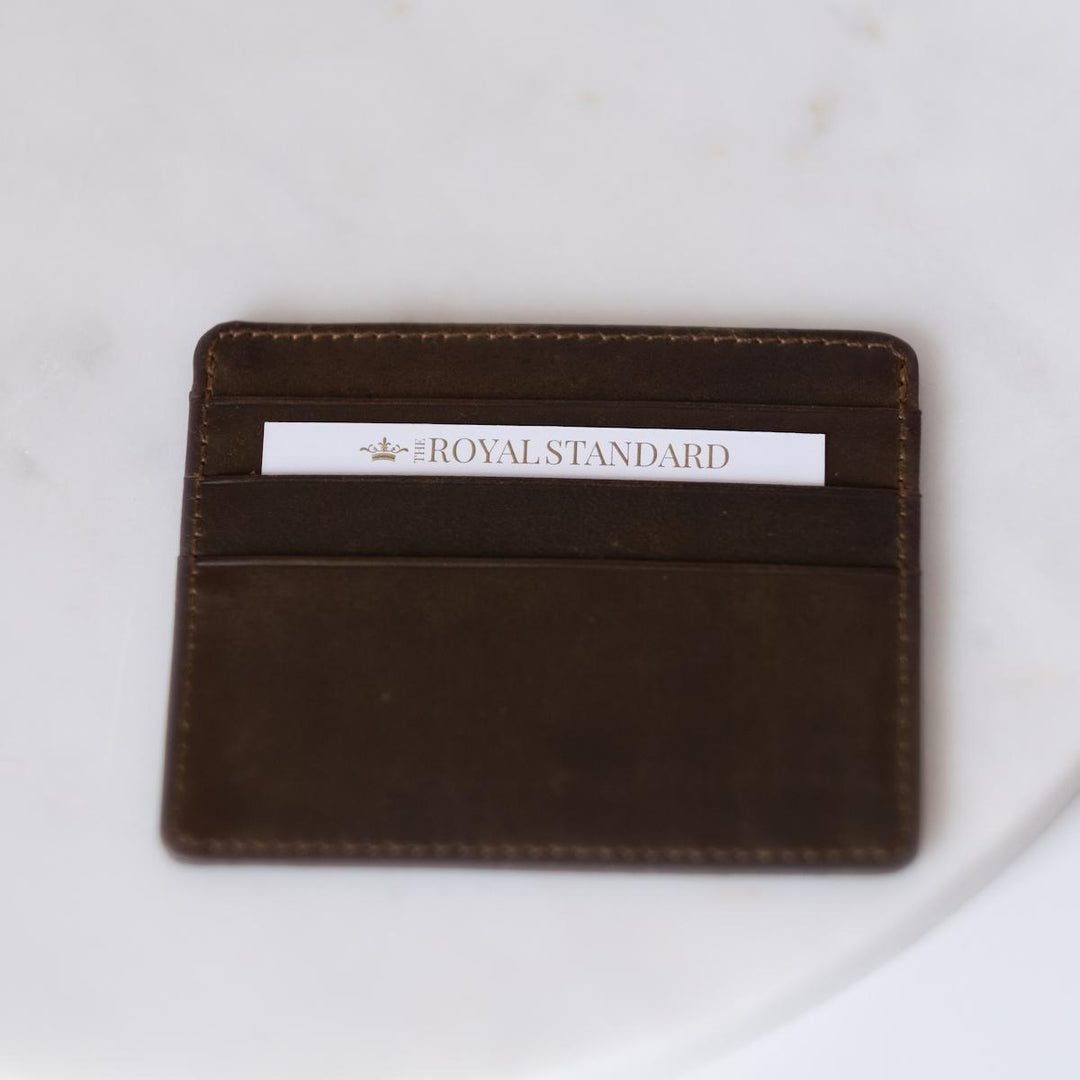 Leather Slim Wallet Dark Brown