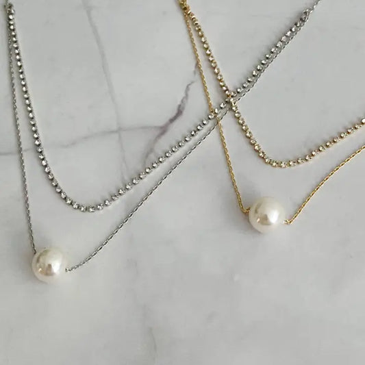Layered Pearl and Shine Necklace