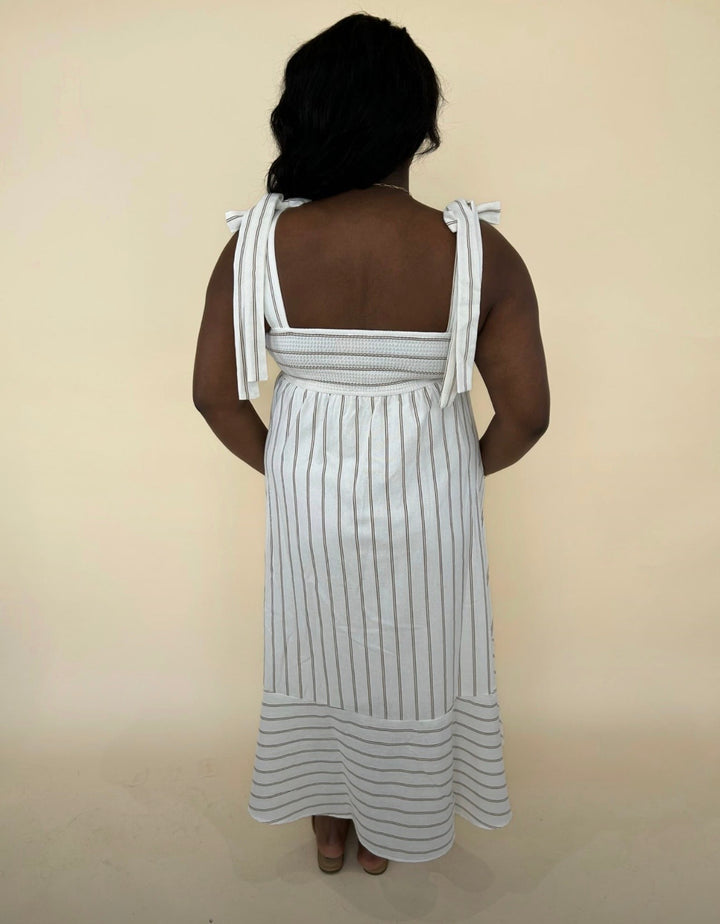 Dori Striped Tie Strap Midi Dress