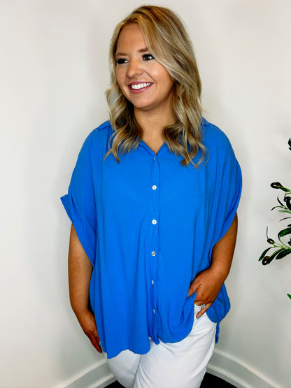 Button Down With Dolman Sleeves Top