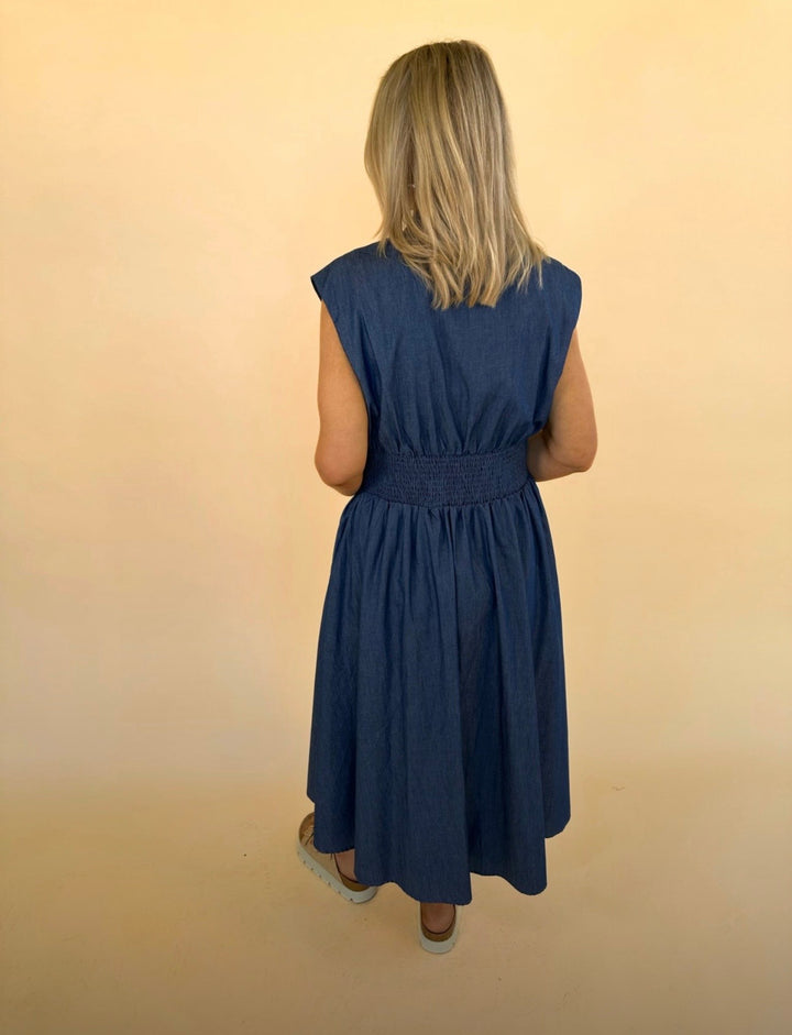 Hallie Sleeveless Denim Dress