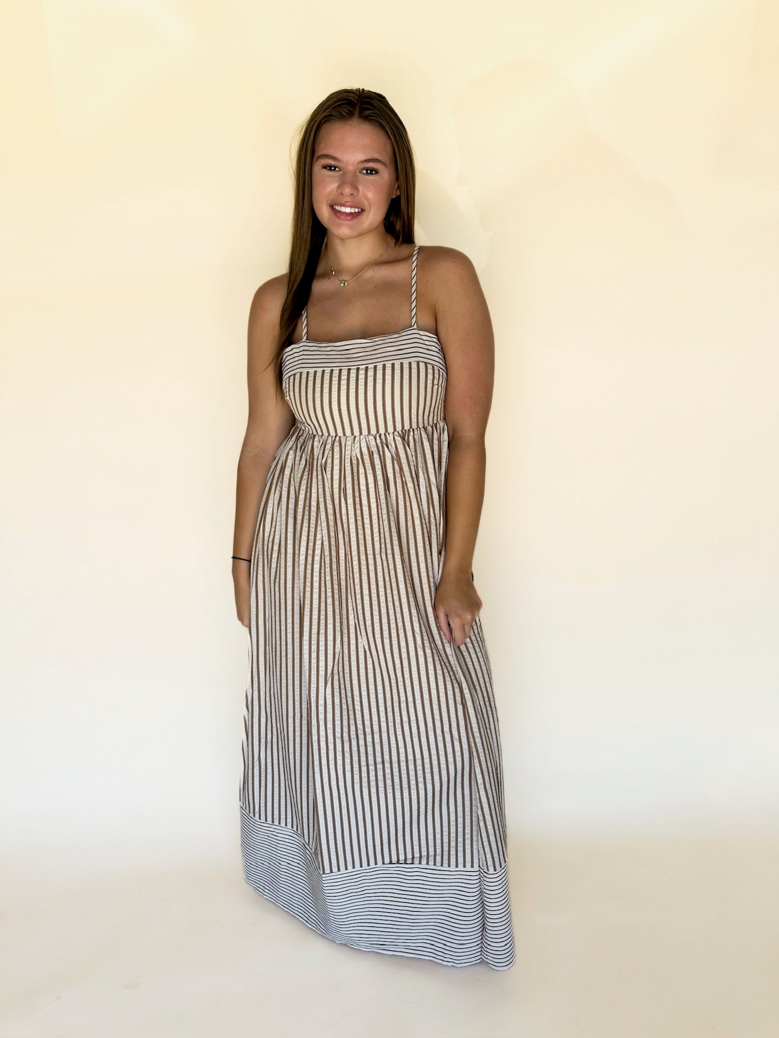 Briva Striped Empire Maxi Dress Briva Striped Empire Maxi Dress