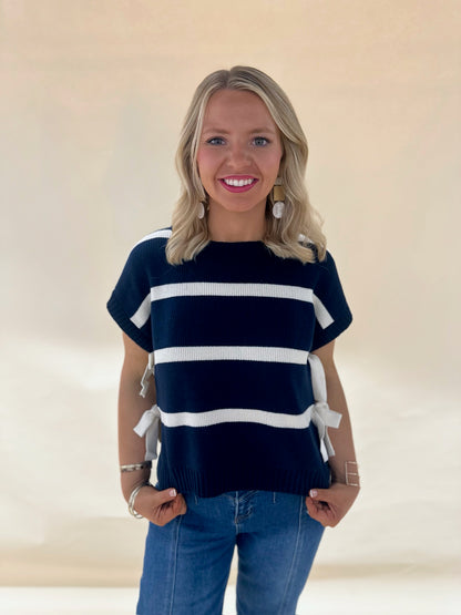 Xadie Striped Tie Sweater