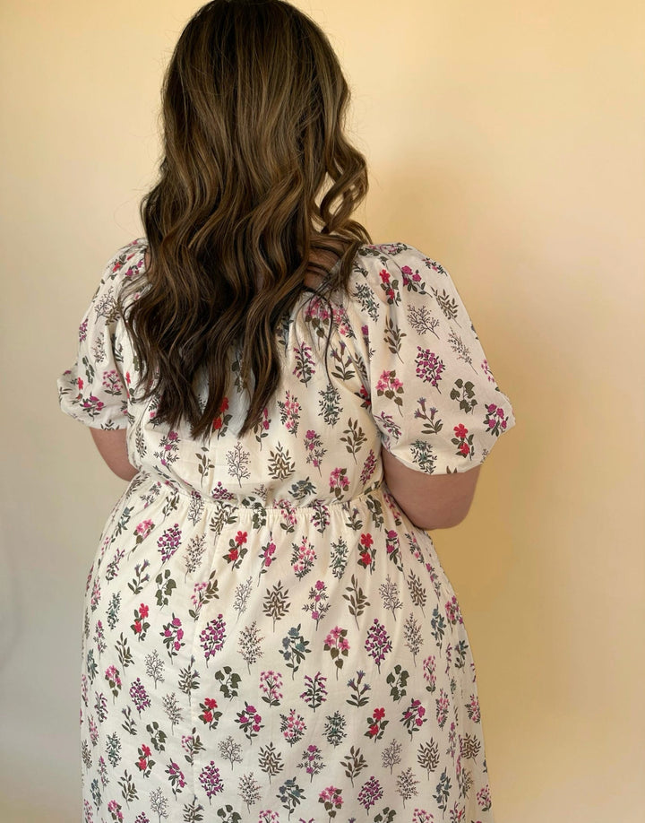 Camille Plus Block Print Bow Dress