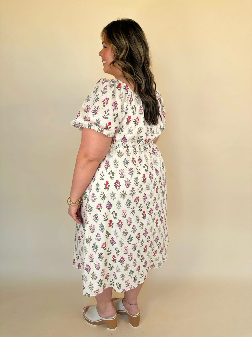 Camille Plus Block Print Bow Dress