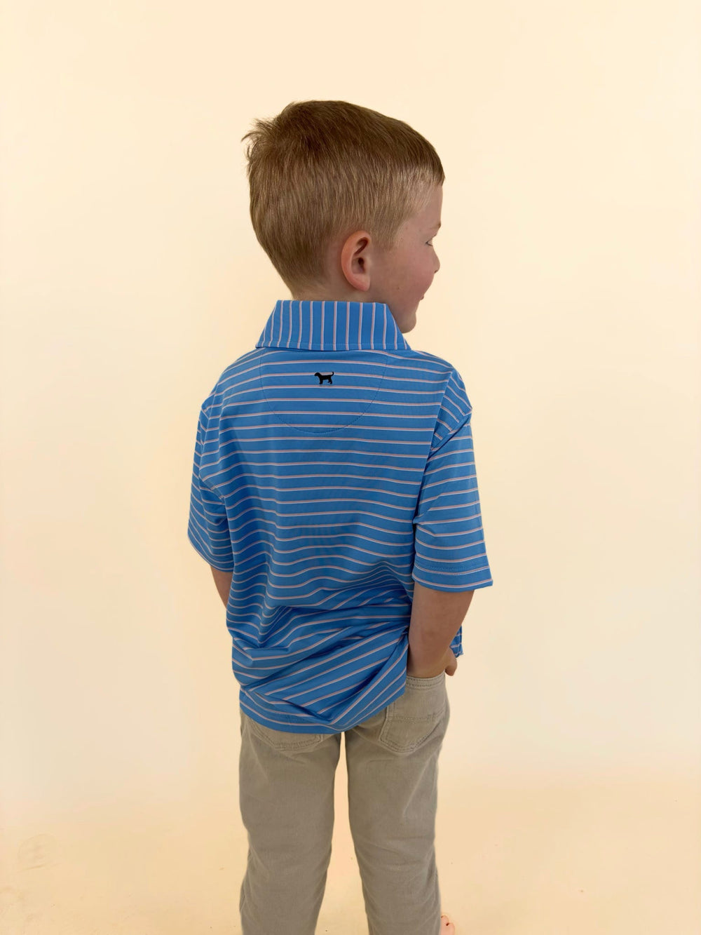 Youth Sky Blue Performance Stripe Polo