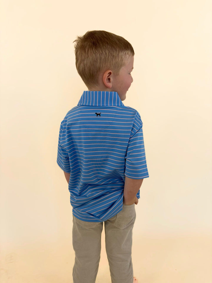 Youth Sky Blue Performance Stripe Polo