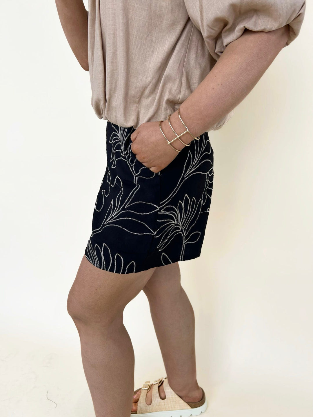 Marina Embroidered Botanical Shorts
