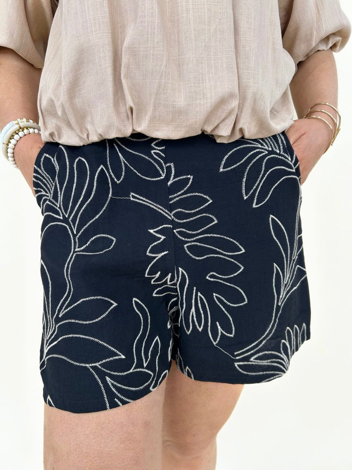 Marina Embroidered Botanical Shorts