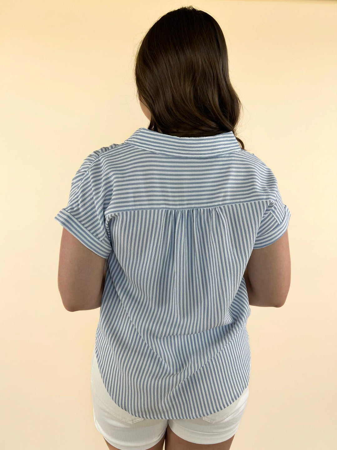 Vivi Striped Collared V-Neck Shirt