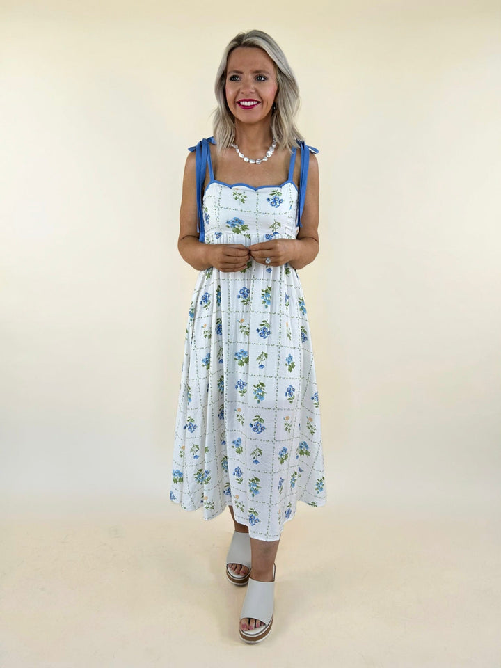 Willa Floral Tile Midi Dress