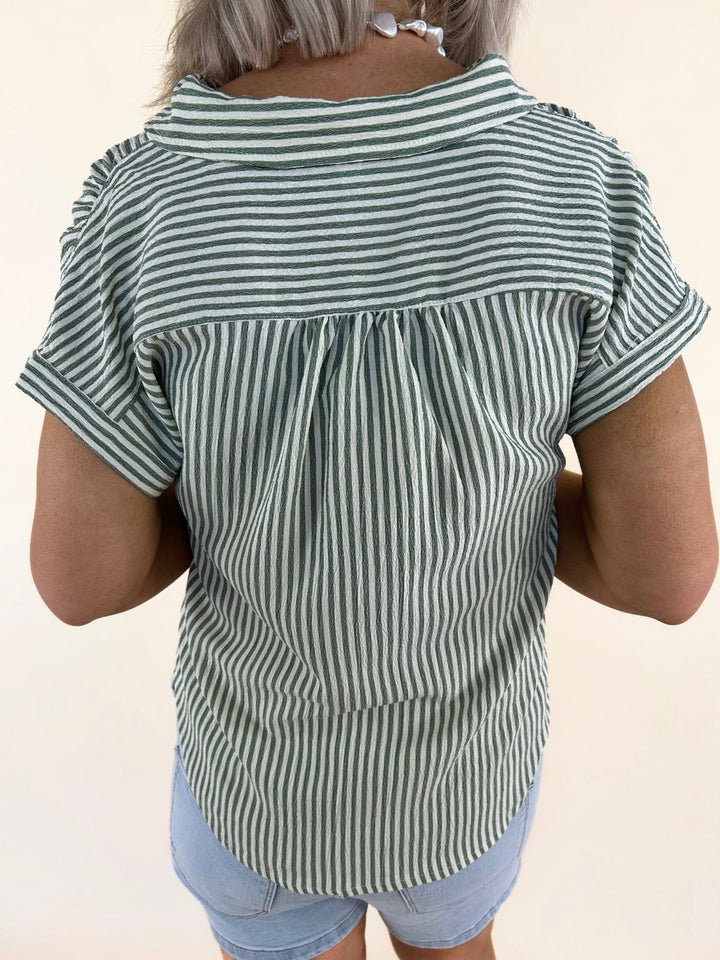 Vivi Striped Collared V-Neck Shirt