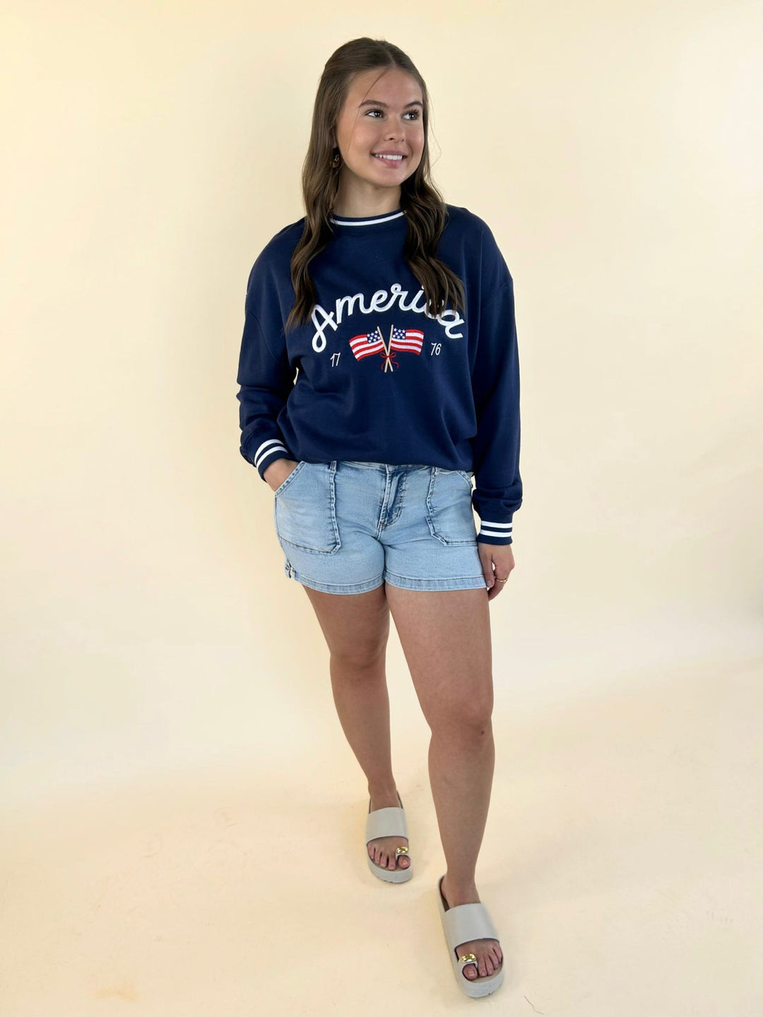 Classic Oversized America Crew Sweatshirt