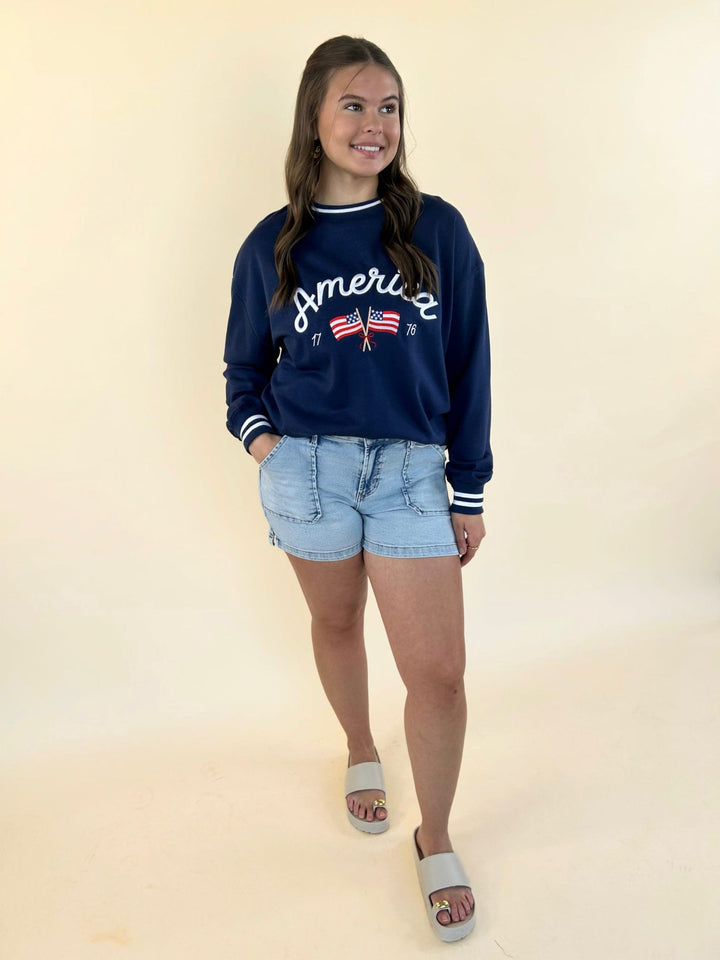 Classic Oversized America Crew Sweatshirt