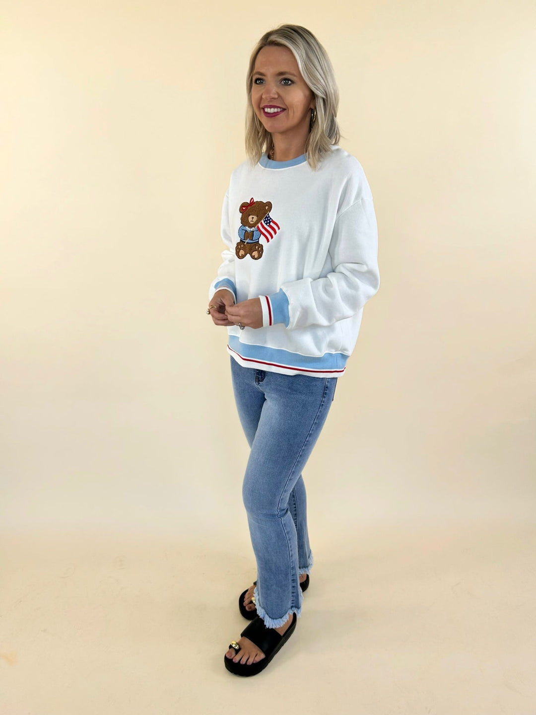 Signature Crew Star Spangled Bear Sweatshirt