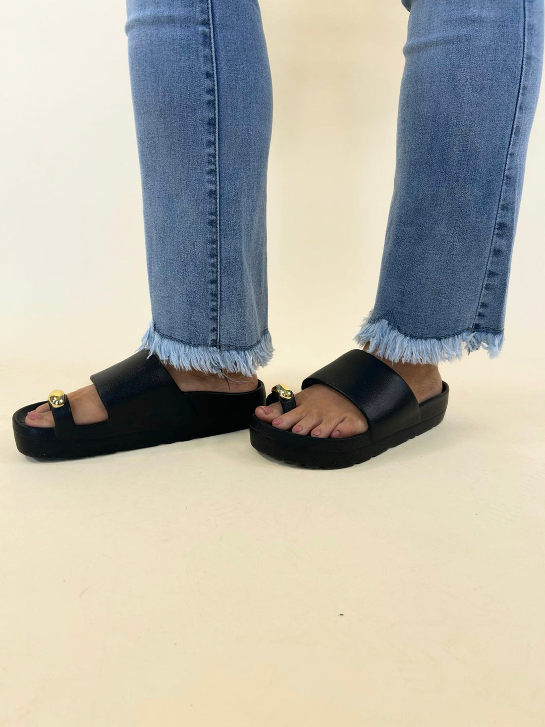 Sylvia Flare Ankle with Fringe Button