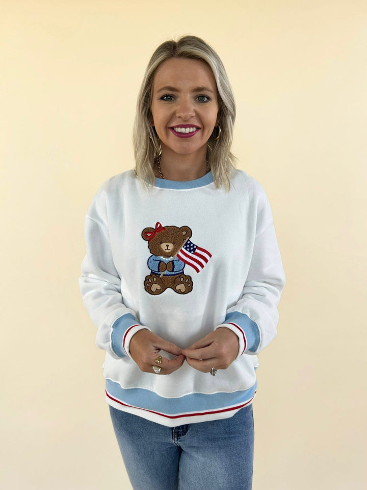 Signature Crew Star Spangled Bear Sweatshirt