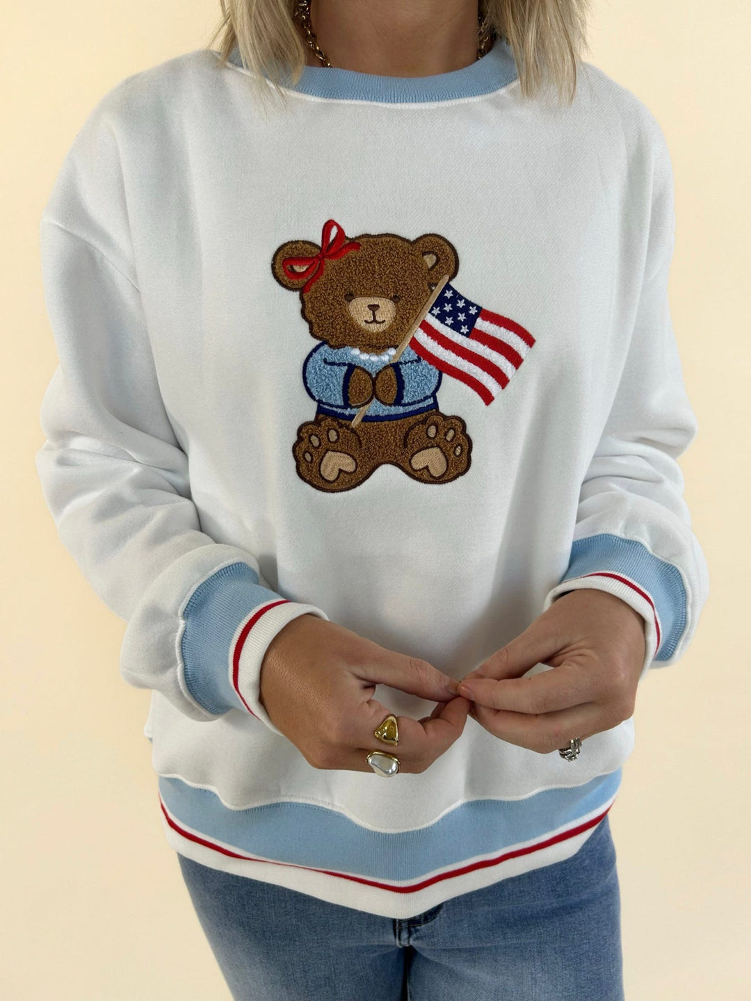 Signature Crew Star Spangled Bear Sweatshirt
