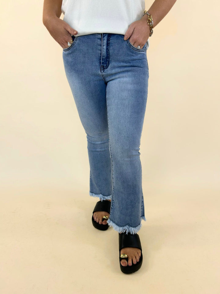 Sylvia Flare Ankle with Fringe Button