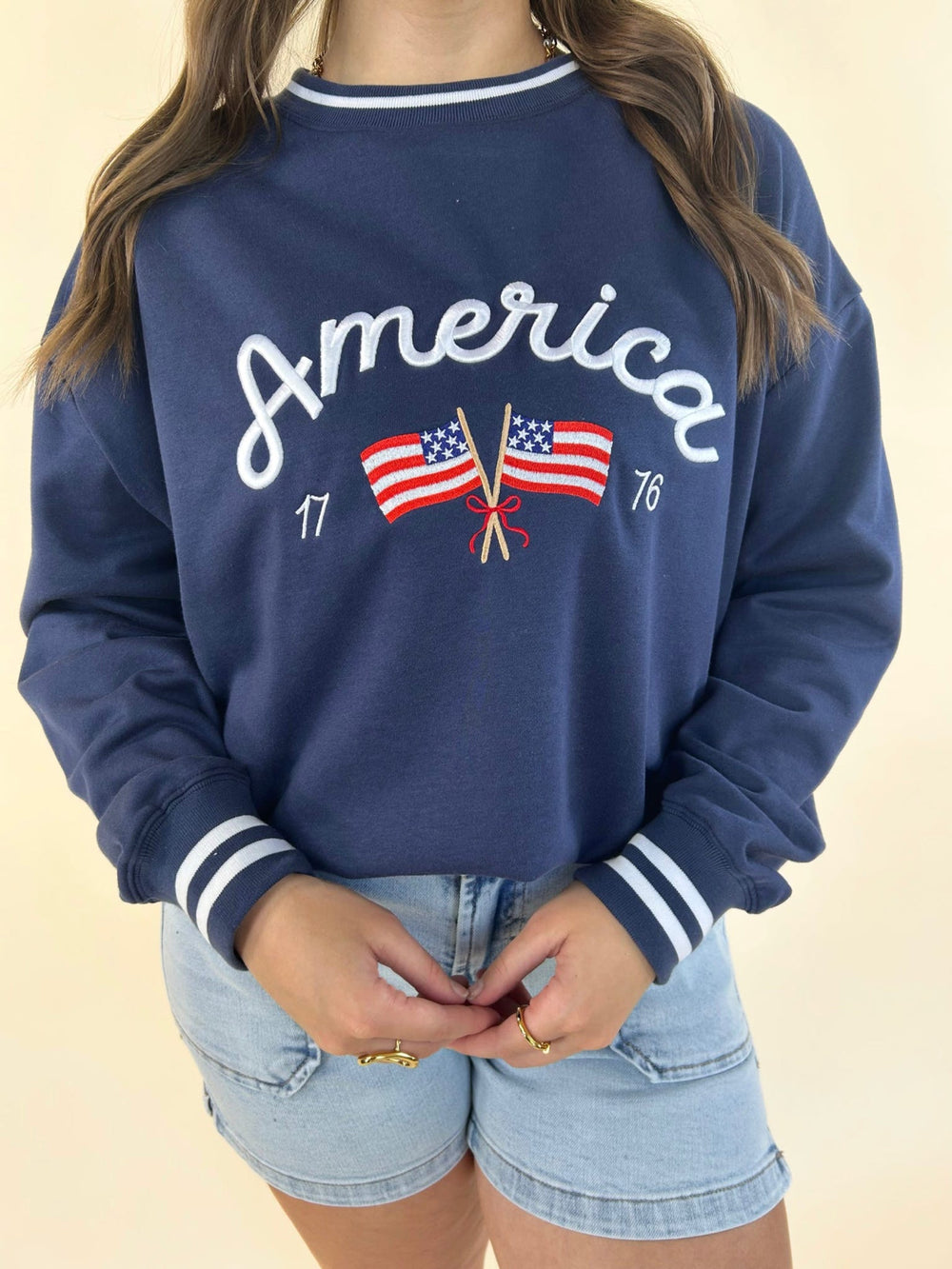 Classic Oversized America Crew Sweatshirt