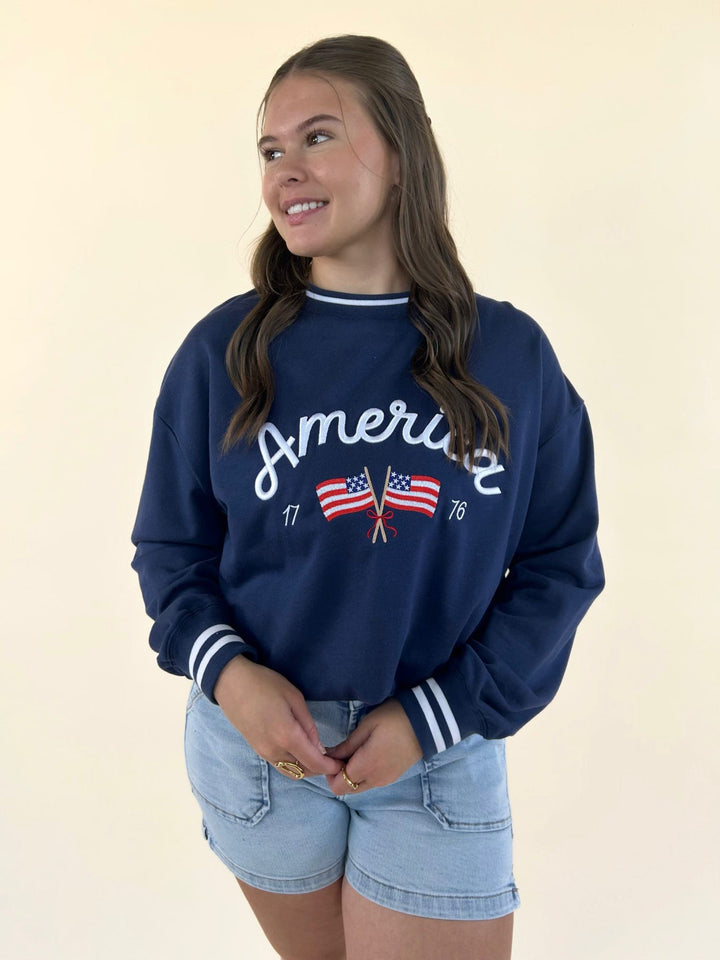 Classic Oversized America Crew Sweatshirt