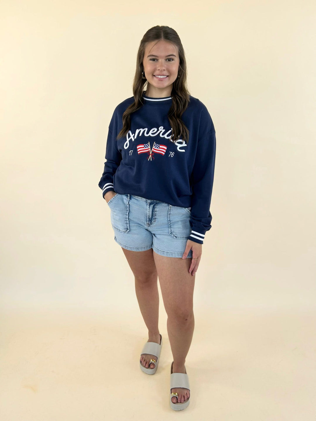 Classic Oversized America Crew Sweatshirt