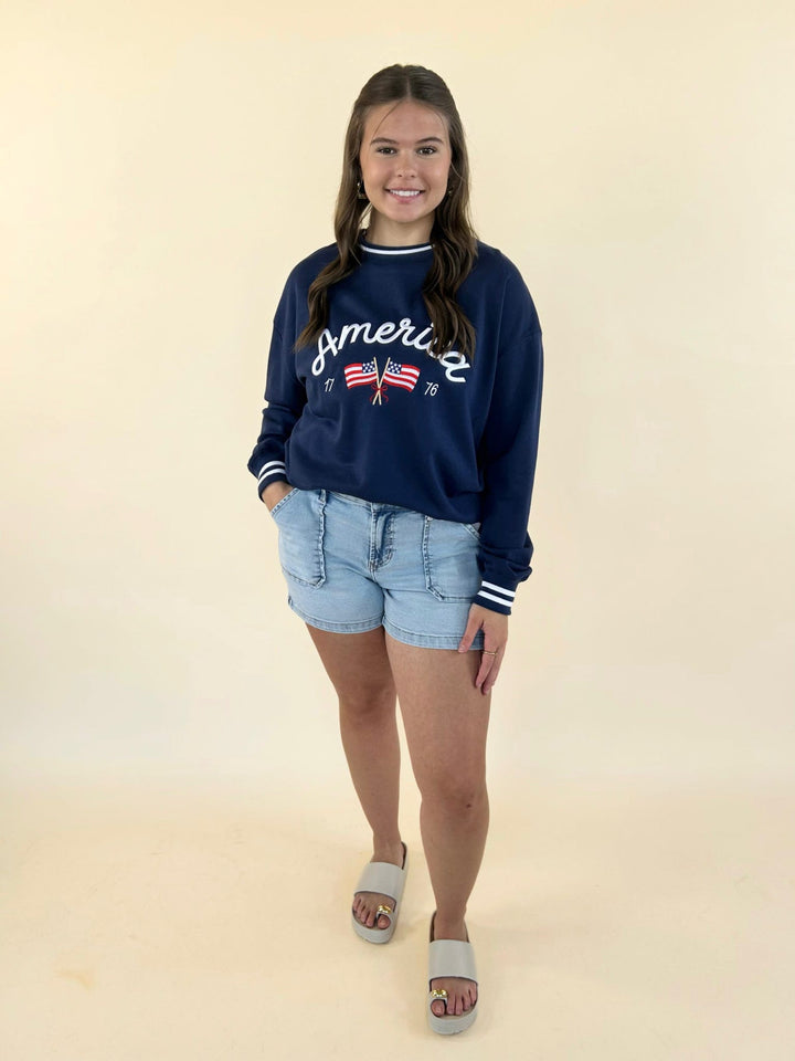 Classic Oversized America Crew Sweatshirt