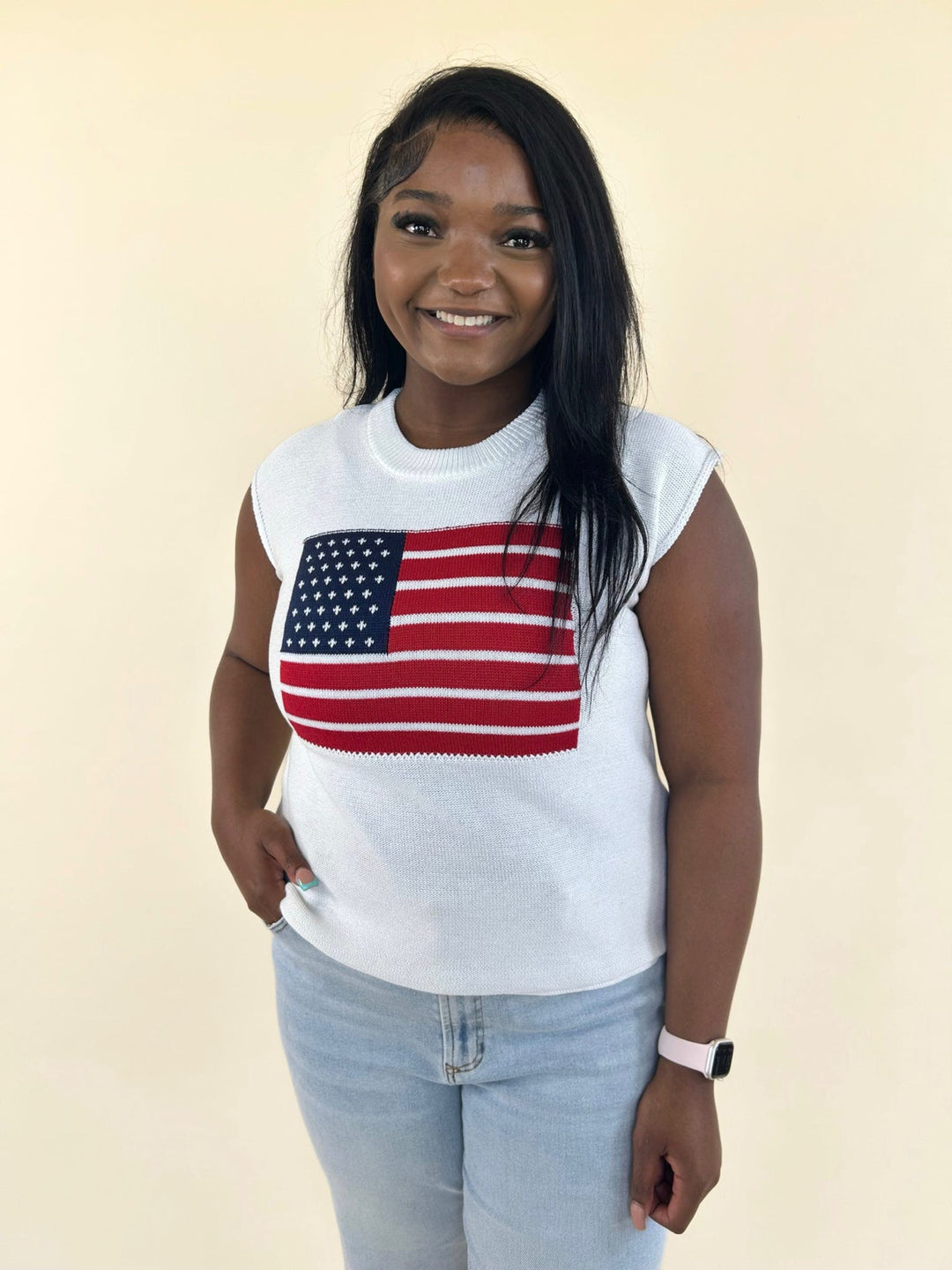 Americana Flag Sweater Tank